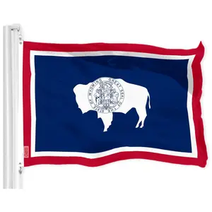 G128 Wyoming WY State Flag | 3x5 Ft | LiteWeave Pro Series Printed 150D Polyester | Indoor/Outdoor, Vibrant Colors, Brass Grommets, Thicker and More Durable Than 100D 75D Polyester
