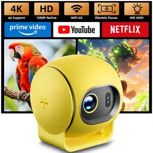 Portable Projector for Outdoor Movie Night, 4K Support, 400 ANSI Electric Focus, Compact Home Theater Projector Powered by Compatible with 65W Power Bank Mini Projector