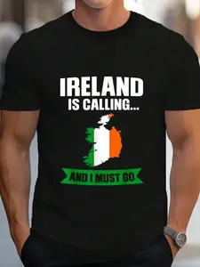 100% Cotton Ireland Is Calling And I Must Go Irish Flag Gift T-Shirt Women's Men's Graphic Tee Crew Neck summer vacation Tops