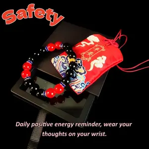 Order and receive two free gifts, red and black crystal healing jewelry exquisite birthday gift, fashionable youth spirit reminder travel talisman lucky bracelet obsidian women's bracelet money bracelet cute  bracelets popular gift