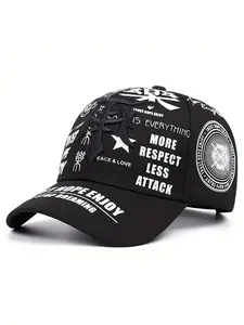 2026 New Baseball Hat, Embroidery Trendy Hat, T Embroidered Graffiti Printed Personalized Hip Hop Hat Outdoor Sports Street Sunshade Daily Life Commuting Leisure Multi Functional Adjustable Unisex Graphic Hat, Adjustable Stylish Hat