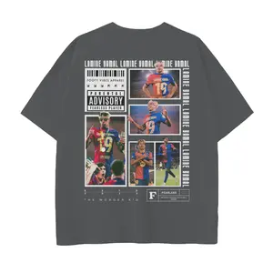 Footy Vibes Apparel Lamine Yamal Drop Shoulder T-Shirt - 100% Cotton Loose Fit Short Sleeve Crew Neck Summer Top for Men Oversized Tshirt Streetwear Tropical Casual