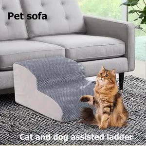 ‌Pet Stairs for Small Dogs Cats Soft Foam Steps with Anti-Slip Base Help Older Injured Pets Climb High Beds Sofa Couch Safely‌ Independence