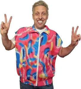 HandinHandCreations 70s Hippie Skating Vest Costume Neon 80s Multicolor