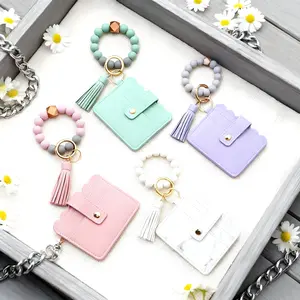 【Clearance Blind Box】Silicone Bead Fringe Card Holder Bracelet Keychain 4 Colors - Great Value Combo