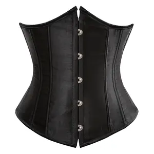 Corset Underbust Satin Lace up Boned Brocade Waist Training Plus Size Lingerie for Party & Cosplay  Costumes