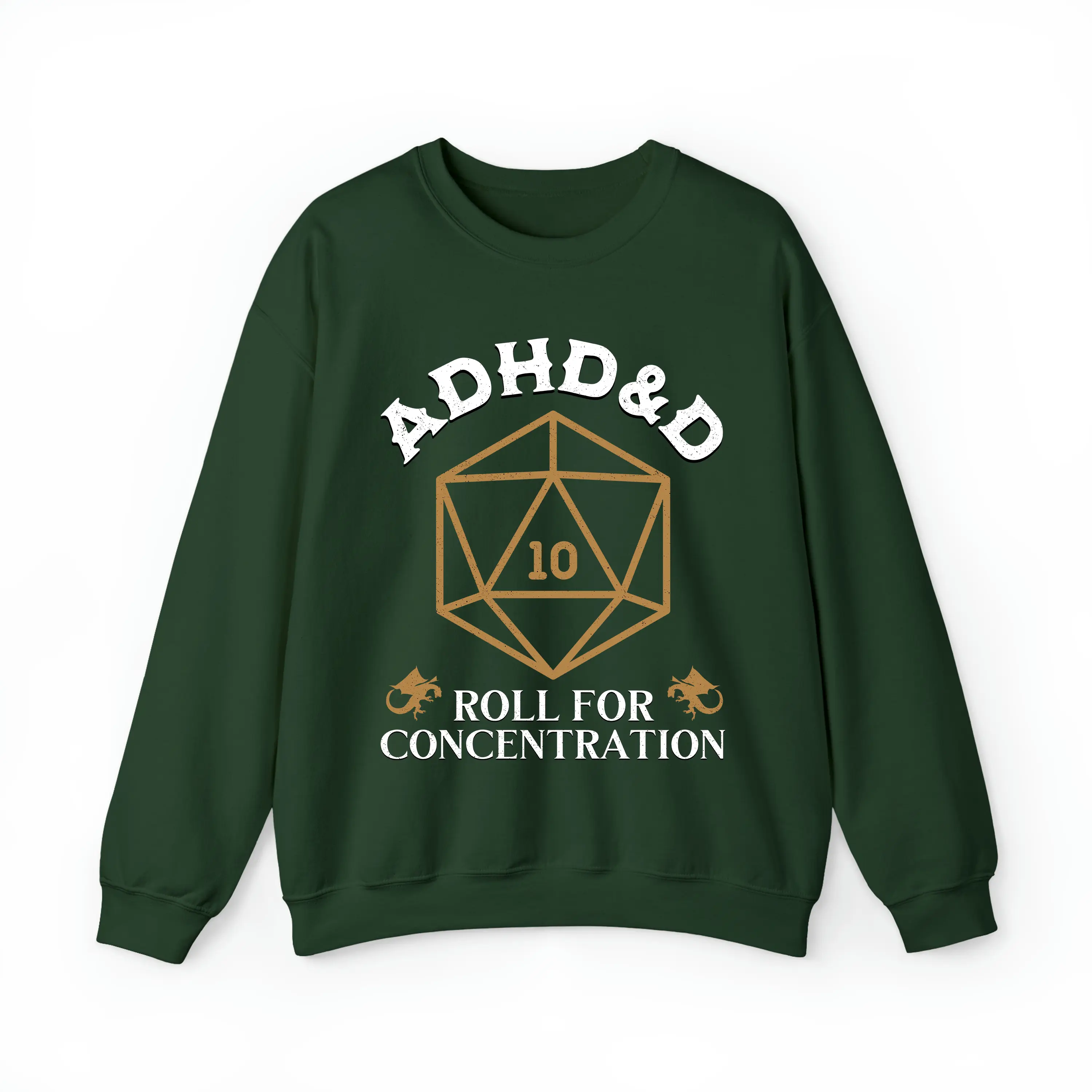 ADHD&D Roll for Concentration Sweatshirt, ADHD Unisex Tee DnD Nat 10 Shirt, Dungeons and Dragons Dnd Tee shirt, DnD Vintage Crewneck, Dungeons and Dragons Dnd Sweatshirt Hoodie, RPG Gift