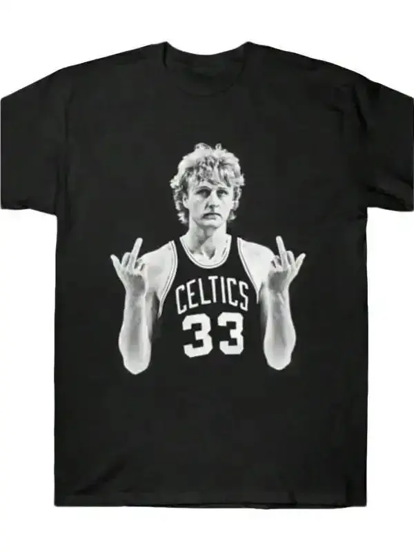Larry Bird Retro 90s T-Shirt Black Shirt Men's Shirts Vintage Men's Clothing Streetwear Casual Crewneck Top