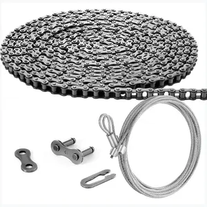 #41 20 ft Roller Chain for Gate Openers with 2 Connecting Links and Cable Garage Door Opener Chain for Automatic Sliding Gate Extension Replacement Garage Hanger Door Karts