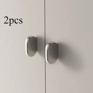 2pcs Solid Dual-Hole Pull Handle, French Style Minimalist Wardrobe Shoe Cabinet Drawer Handle, Single Hole Simple Kitchen Door Knob