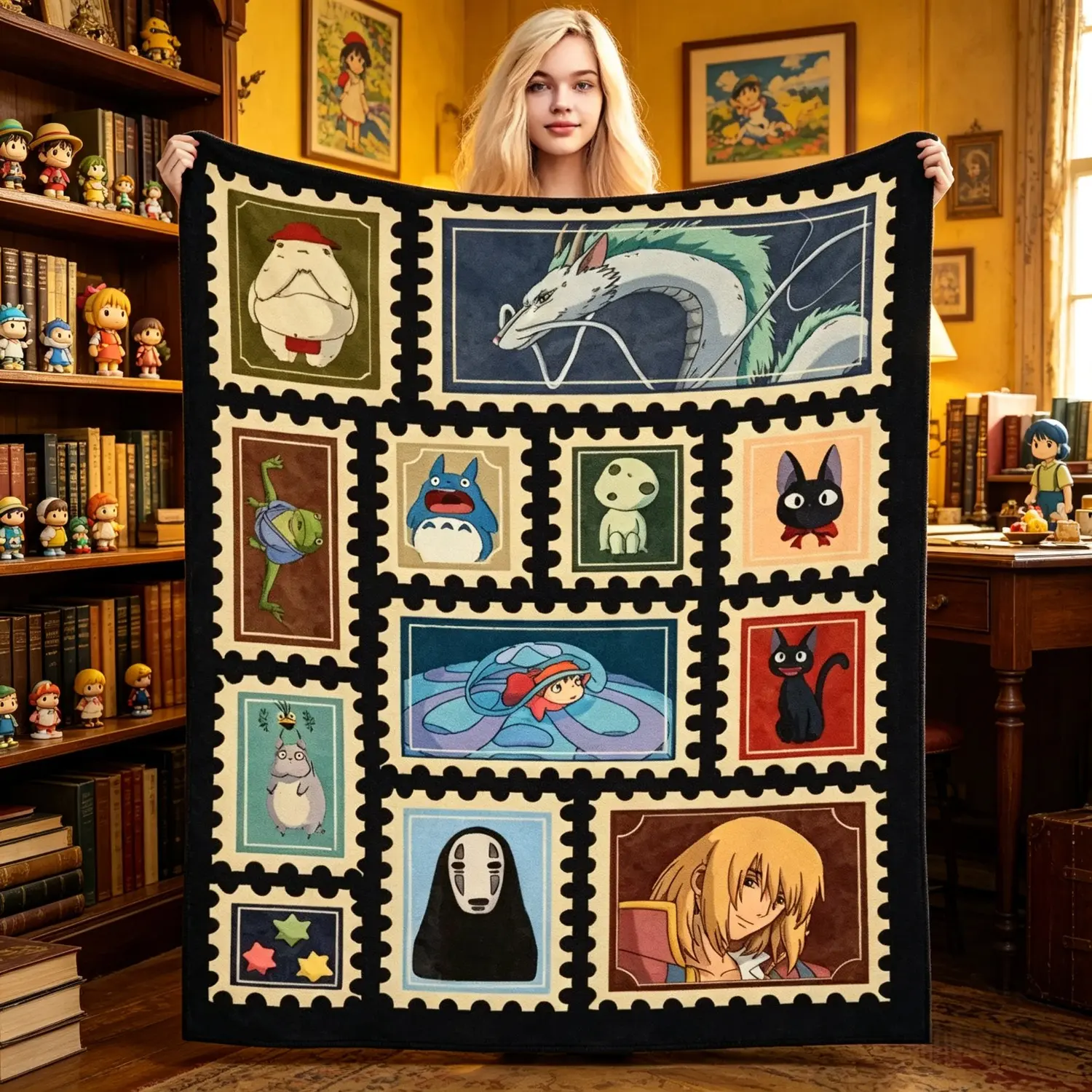 Studio Ghibli Anime Blanket  Soft Funny Throw Blanket Cozy Lightweight Plush Portable Cover Blanket For Sofa,Warm Gift For Birthday,Christmas,Multiple Blanket