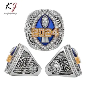 2024 FFL Fantasy Football Championship Ring Goldtone Ring Artificial Gemstone Ring Elegant Exaggerated Ring Double Finger Ring