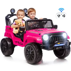 【Christmas gift】 24V Two Seater Kids Electric Jeep Car with Remote Control MP3 LED Bluetooth Music Parental Control Safety Features for Ages 3-8 Years Durable 24V Battery 3 Speed Modes