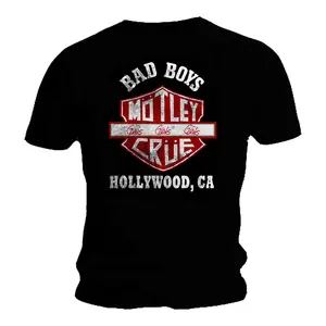 Official Motley Crue T Shirt Bad Boys Shield Black Classic Rock Metal Band Tee