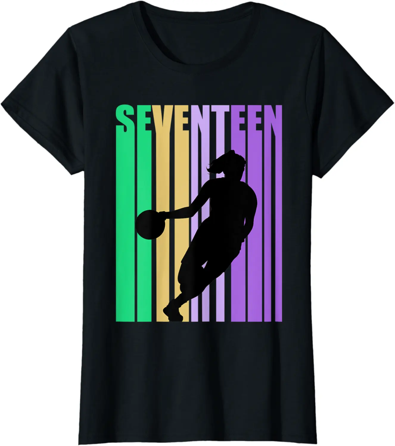 Womens Basketball 17th Birthday Womens Retro 17 Seventeen Sports T-Shirt - Nicolekhach Shop 6YSB09BW1R946