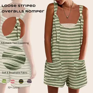 Imily Bela  Womens Summer Casual Sleeveless Romper Loose Striped Tied Shorts Overalls Jumpsuit with Pockets 2025 Clothes