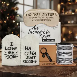 Judywin Talk - Funny Hidden Message Gift Box Set, Sarcastic Gag Gifts For Friends Coworkers, Ceramic Mug, Socks, Eye Mask, Coaster, Keychain, Greeting Card Gift Set