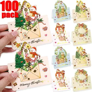 Christmas Cards Greeting Invitations Foldable Bronzing Gifts Letter Home Xmas Party Envelope Decoration Accessories Wholesale