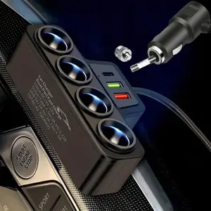 1 to 4 Car Charger, QC3.0 & USB PD Port Car Charger, Multifunctional Car Charger Adapter, Compatible with Most Devices