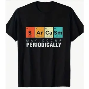 FEEGO 100% Pure Cotton, Chemical Satire May Occur Periodically. Periodic Table T-Shirt, Cool Retro Casual Fun Wearing Exquisite Letter Pattern T-Shirt Casual Heart Print T-Shirt funny  shirt