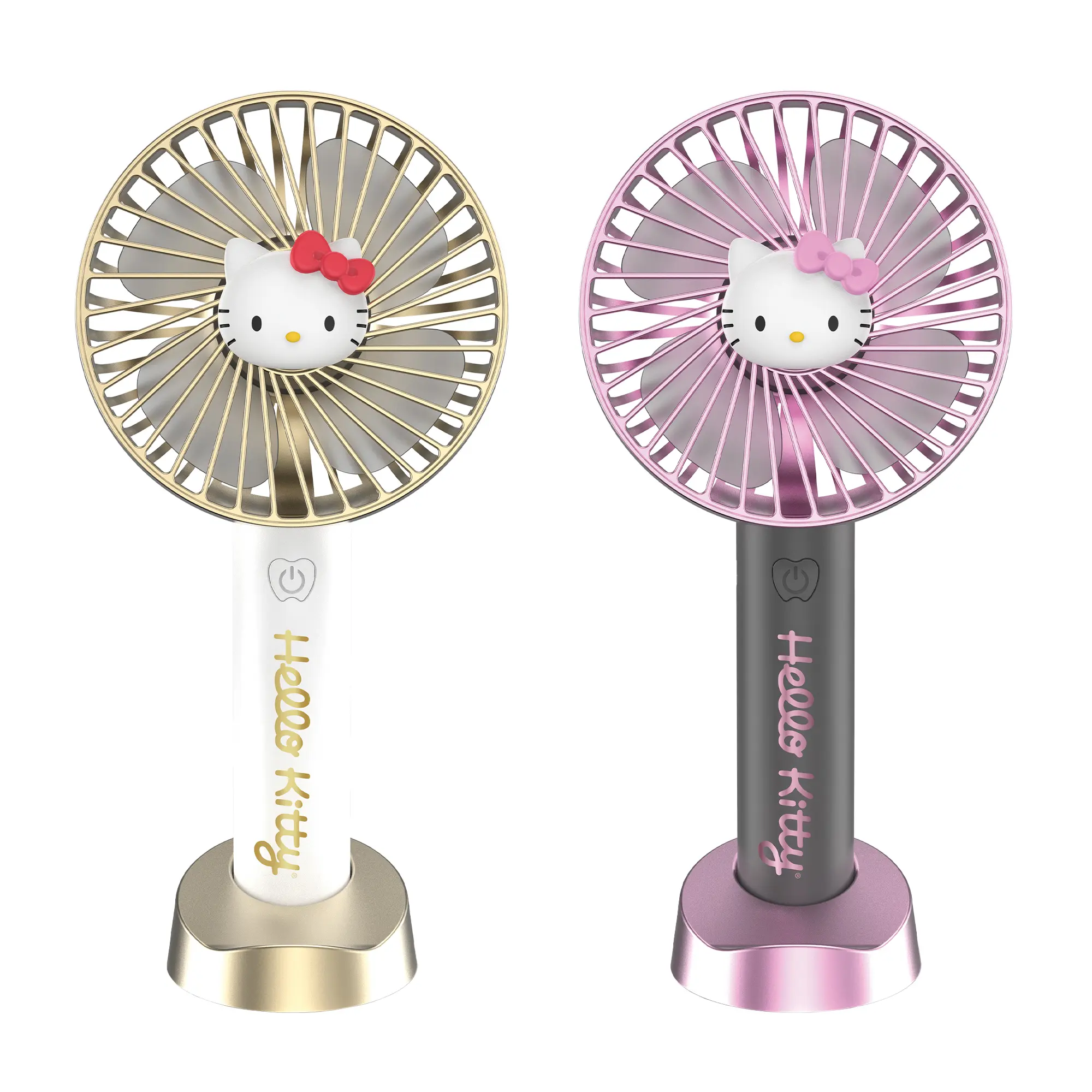 Hello Kitty 2-Pack Rechargeable Handheld Cooling Portable Fans - Wireless, with Tabletop Stands, Home Appliance Personal Cooling Fans, Rechargeable Wireless Cooling Portable Fans