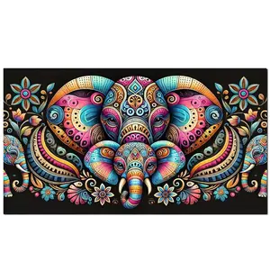 Colorful Elephant Mandala Art Diamond Painting Kits for Adults, 5D Large Size DIY Gem Art Kit, Home Wall Decor & Gift
