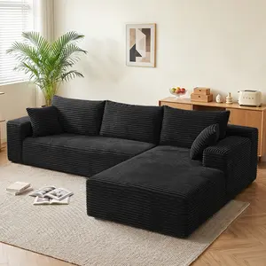 105 In L-Shaped Boneless Sectional Cloud Couch, Corduroy Velvet Modular Sofa With Chaise, No Assembly Required For Living Room Furniture