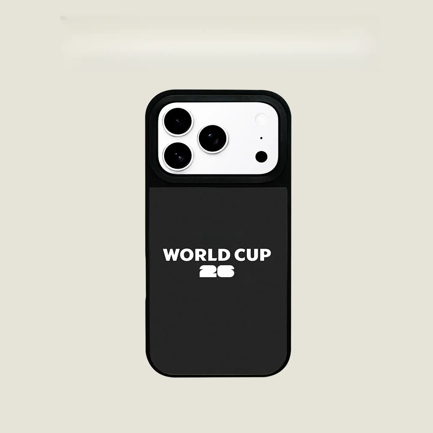 Black frame, black mirror, World Cup, white text i