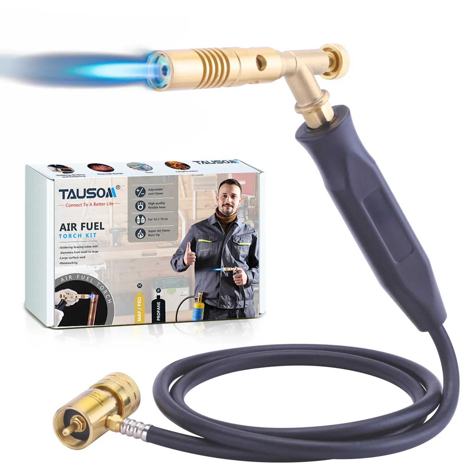 #ChristmasForDad#ChristmasForHim#ToolLoversGift TAUSOM  3750°F High-Intensity Propane Torch w/ Hose | Soldering & BBQ Tool #tooltok #propaneTorch #weldinglife #diytools #mappgas #bbqtokBrulee, Campfire (Tank Not Included)