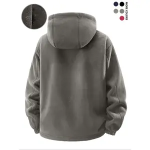 Men's Fleece Lined Hooded Fitted Jacket, Warm Windproof Coat with Pockets, Casual Aesthetics Fall & Winter Outerwear, Long Sleeve Zipper Design