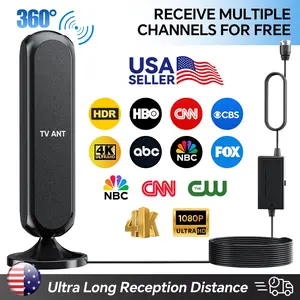 TV Antenna for Smart TV Indoor, Antenna for Smart TV with Adhesive Base, Easy Installation, Long Range Reception, Support 4K HD 1080P, Long Range Reception for Local Channels