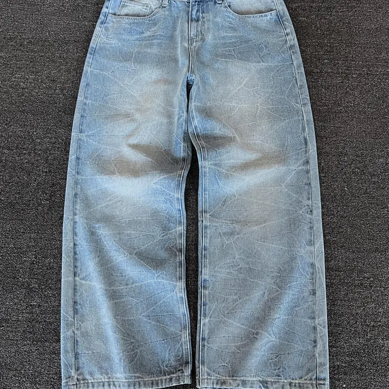 Men's Vintage Straight Leg Jeans, Loose Casual Comfy Pocket Denim Jeans for Daily Wear, Men's Bottoms for All Seasons, Straight Leg Design