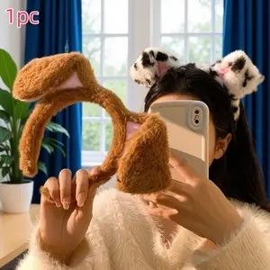 Cute Cartoon Pudding Dog Ear Headband, Plush Spotted Dog Hair Accessory, Girls Cosplay Anime Festival Performance Ears Headwear