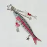 Aesthetic Jointed Fish Keychain Star Beaded Decor, Creative Fishing Lure Key Charm for Fishermen, Versatile Phone & Bag Pendant, Unisex Backpack Wallet Accessory, Unique Christmas Thanksgiving Holiday Gift for Fishing Lovers