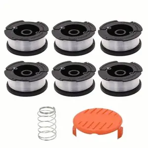 8-Pack AF-100 Weed Eater Spool Compatible with Black+Decker String Trimmer 30FT 0.065 Auto Feed Replacement Spool 6Spools+1Spring+1Cap