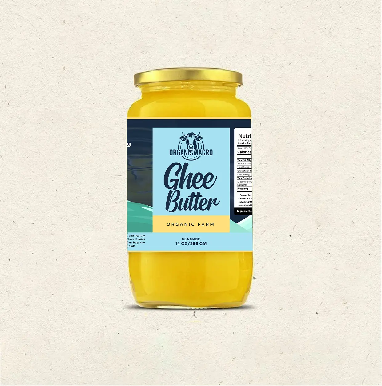 Organic Macro Organic Ghee Butter (14 Oz.) - Add Pleasant Flavour And Taste, Good For Nervous System, Rich In Omega 3 Fatty Acids, Powerful Antioxidant, Modulating Immune Responses, Allergen Free, Supports Digestion And Joint Health, Keto-Friendly