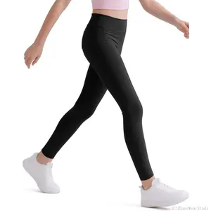 Girls Athletic Leggings High Waisted Comfort Soft Elastic Yoga Dance Running Pants with Pockets ActivewearC31EasyWearStudio