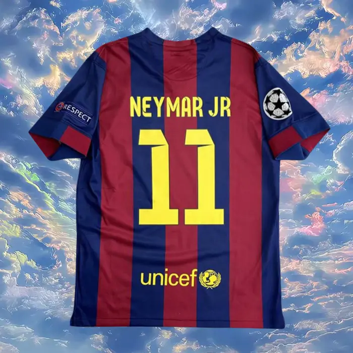 14 15 Retro Red Blue Home Neymar 11 Short Sleeve