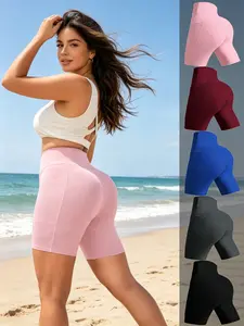 Women's 5-Pack 5-Inch Compression Shorts - High-Waisted Tummy Control & Booty Lift With Side Pockets | For Yoga, Running, Jumping Rope & Hot Summer Workouts