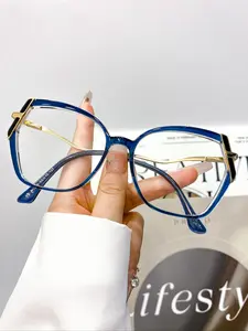 New Fashion Tr Polygonal Flat Mirror Glasses, High-Quality Unisex Street Style Eyewear, Daily Wear Decorative Sunglasses for Men & Women