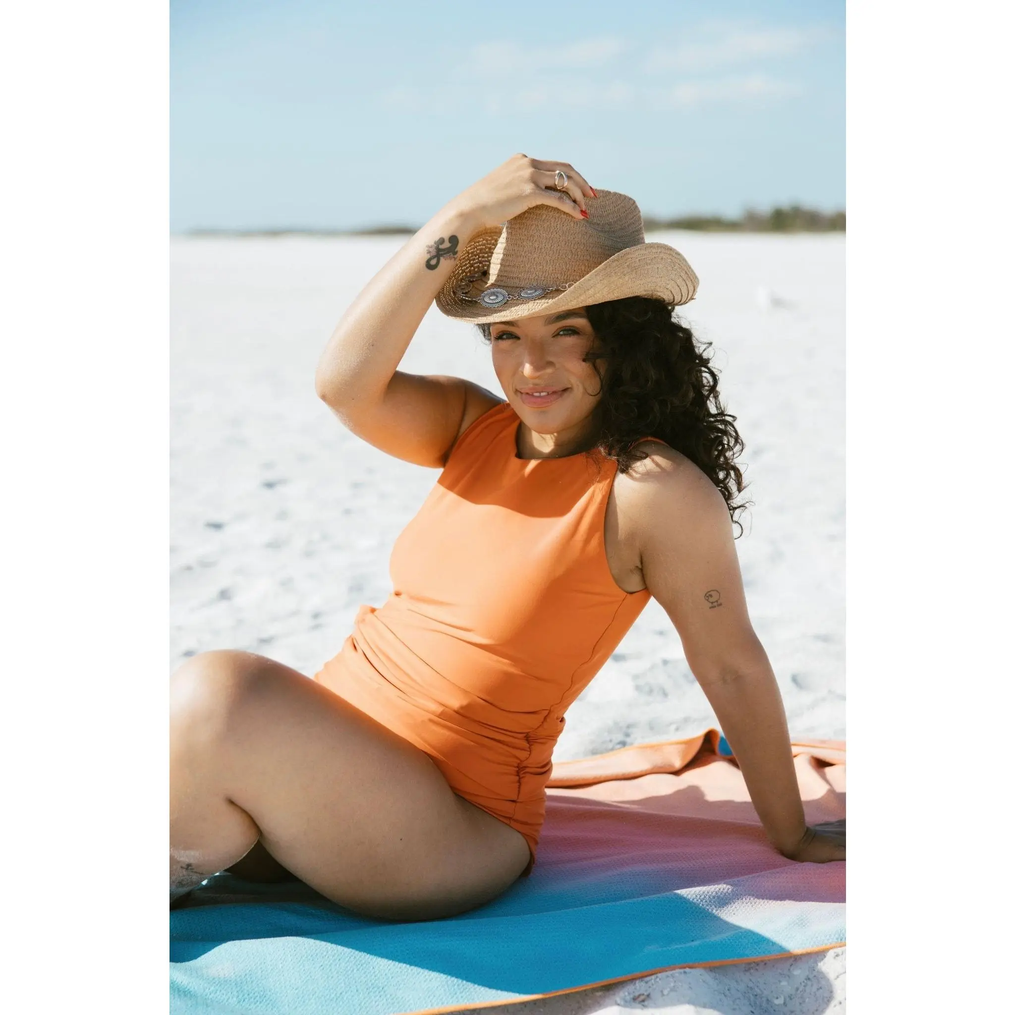 The Blaise: Coral One-Piece Swimsuit with Secure Zippered Pocket