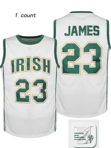 Men's Basketball Jersey, Loose Letter Embroidery Basketball Jersey, Casual Daily Sports Jersey for Men