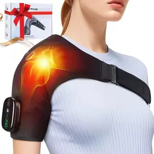 Portable Heated Vibration Massage Shoulder Pad, Shoulder Heating Pad, USB Rechargeable Digital Display Controller, 5000mah Battery, 3 Heat & Vibe Modes
