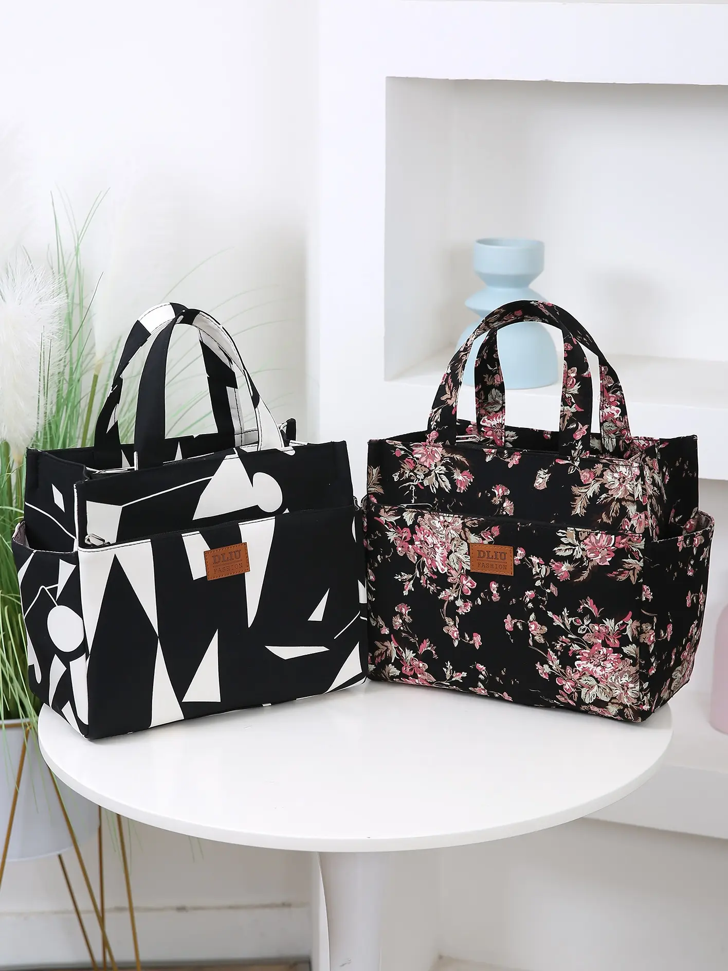 New Large Capacity Handbag, Tote Bag, Lunch Box Bag, Multi-Pocket Fabric Bag, Portable Retro Style, Suitable for Work School Shopping Daily Use, Reusable Lunch Bag