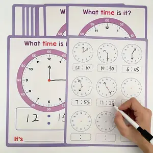 Children Learning Clock Set, 10pcs Dry Erase Teaching Tools, Math Teaching Aid, STEM Learning Tool, Analog Design, Home School Classroom Supplies, Easy Clean Surface