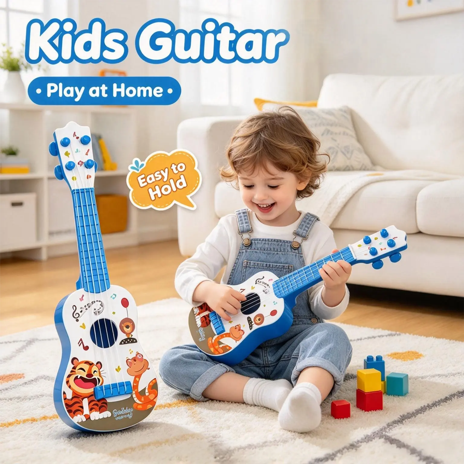 Unisex Ukulele-Shape Mini Playable Toy Guitar, Kids' Educational Musical Instrument, Music Equipment for Music Learning, Birthday Gift