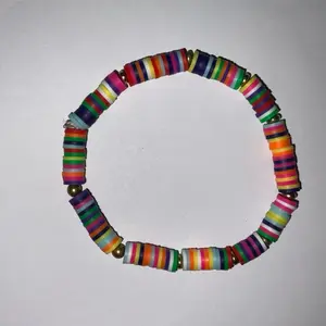 Clay Bracelets Chose Color - Vibrant Multicolor Beads with Gold Accents for Stylish Accessory