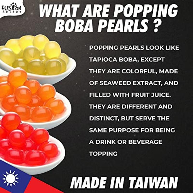 Fusion Select Strawberry Popping Boba Pearl Juice 490g Bursting Fruity Flavor Soft Juicy Texture Low Calorie Dessert Toppings for Bubble Tea & Drinks