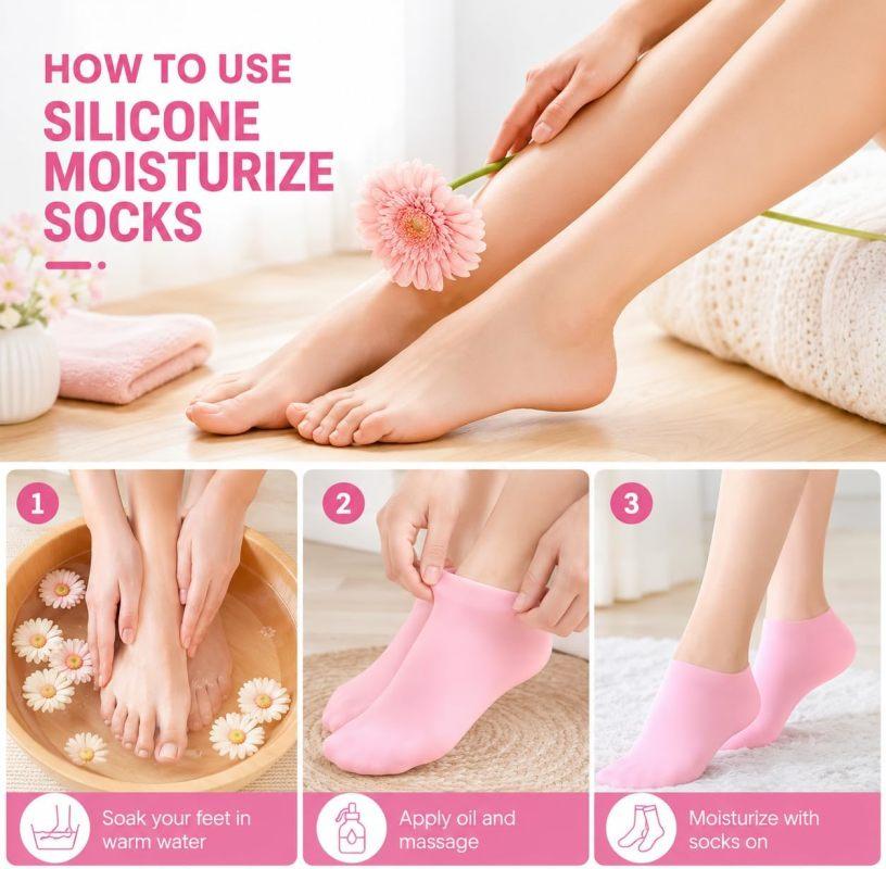 1 Pair Silicone Heel Socks for Dry, Cracked Feet Moisturizing Foot Mask with Elastic Fit – Softens Rough Skin & Prevents Cracking with Daily Use Hydrate Hydrating Cream Gentle,sohochic