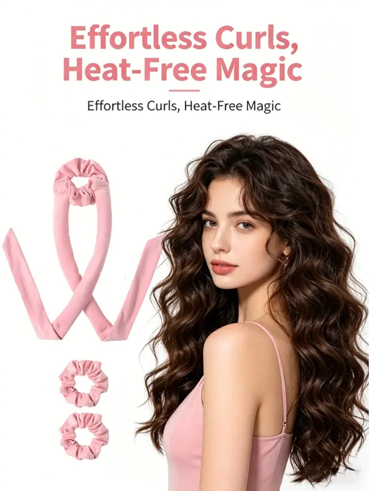 Curling  Headband, No Heat Hair Curler with Scrunchies, Soft Foam Hair Wrap for Overnight , Lazy Hair Styling Tool for  Hair diy hairstyle Haircare free curl long